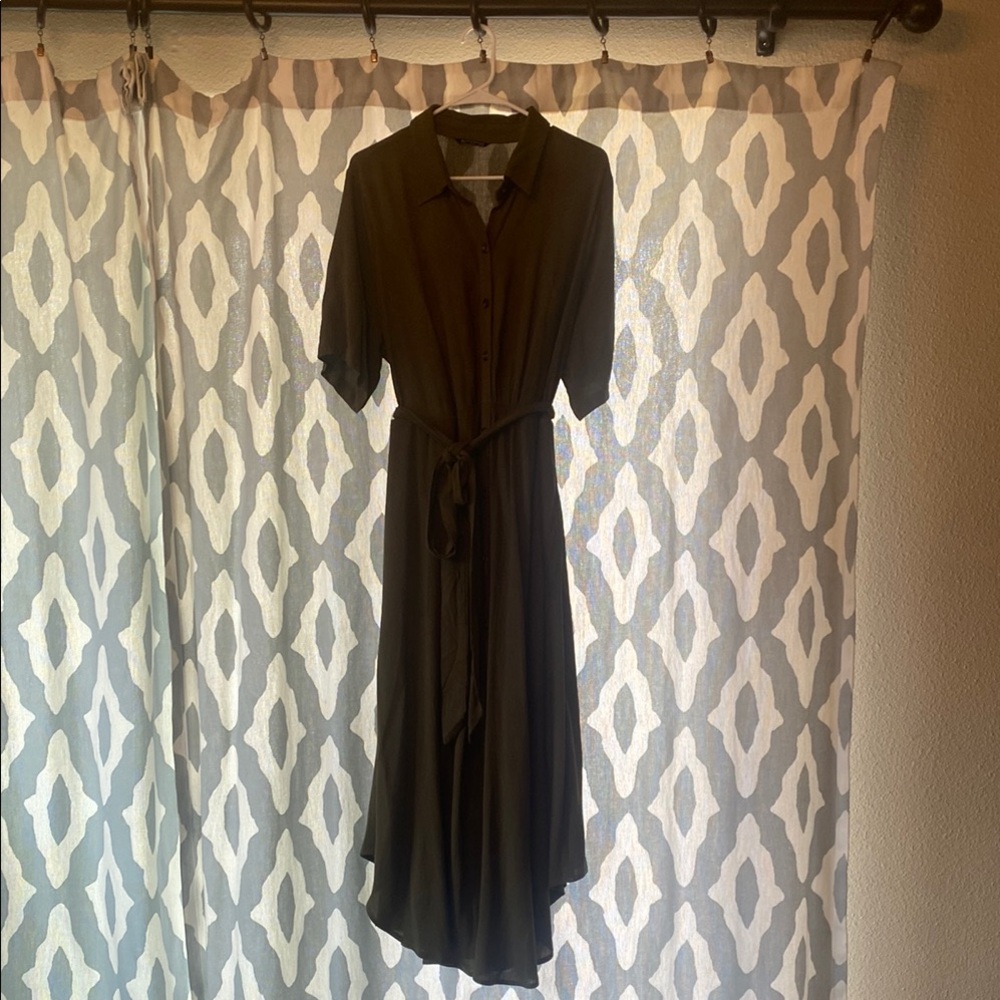 Elegant Olive Green Midi Dress